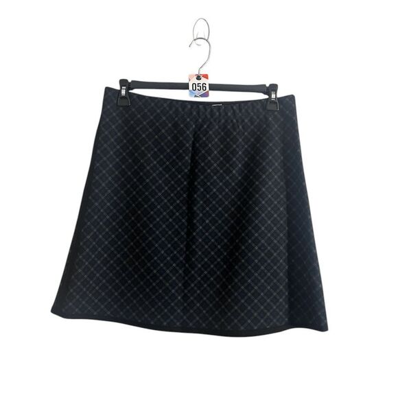 Max Studio Mini Skirt Large Navy Black Plaid A Line Workwear - Picture 1 of 3